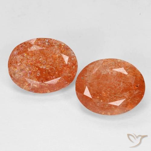 5,11 ct orangefarbener Sonnenstein, 9,9 x 7,9 mm Ovalschliff aus Indien, Photo A