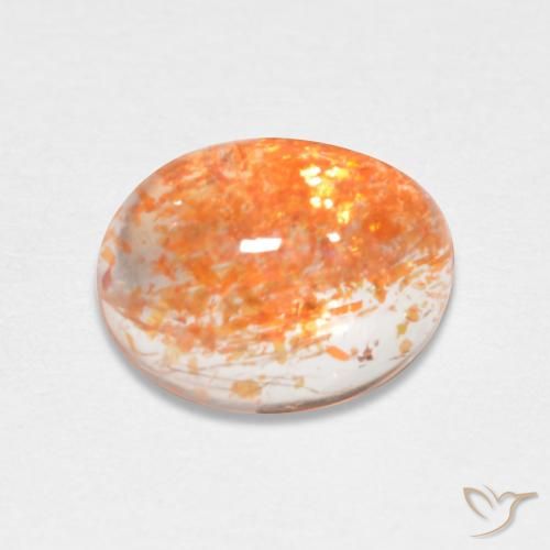 1.73 ct Orange Sunstone Stone, Natural Sunstone in Oval Cabochon Shape for Sale
