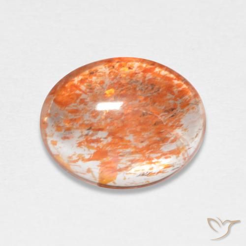 Piedra del Sol Naranja Cabujón Óvalo de 9,3 x 7,4mm de India, peso de 1.57 ct, piedra preciosa natural No tratado en claridad Translúcido, Piedra del Sol de 1 pieza - Color: Naranja jengibre, dureza Mohs de 6 - 6.5, Photo A