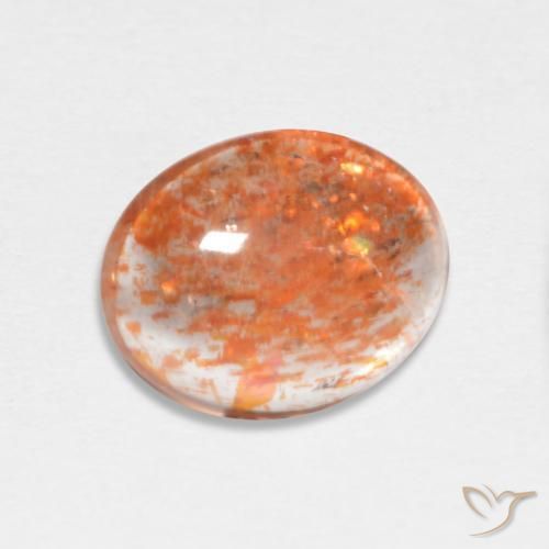 1.57 ct Orange Sunstone Stone, Natural Sunstone in Oval Cabochon Shape for Sale
