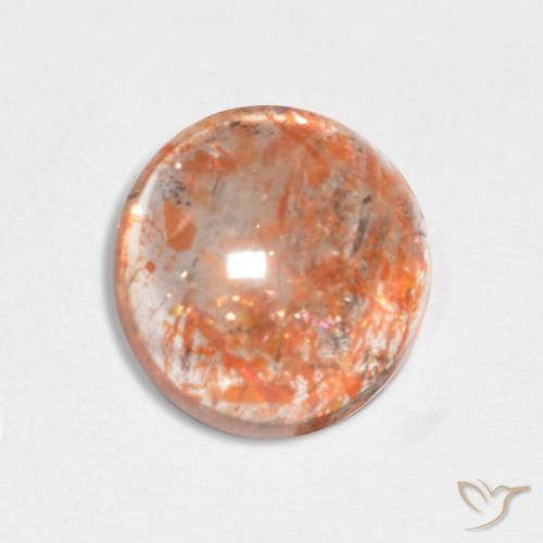 1.98 ct Orange Sunstone Stone, Natural Sunstone in Round Cabochon Shape for Sale