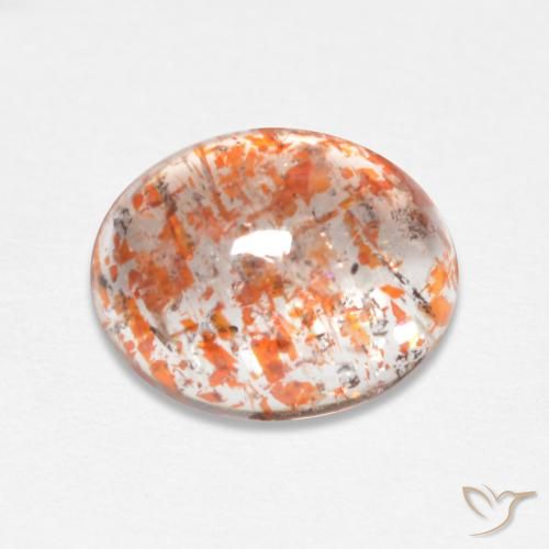 Pierre de Soleil Ovale en damier des États-Unis 1,83 ct, dimension 9,2 x 7,3mm, pureté Translucide, pierre gemme naturelle Non traité, 1 pièce Pierre de Soleil de couleur Orange rougeâtre, dureté Mohs de 6 à 6.5, Photo A