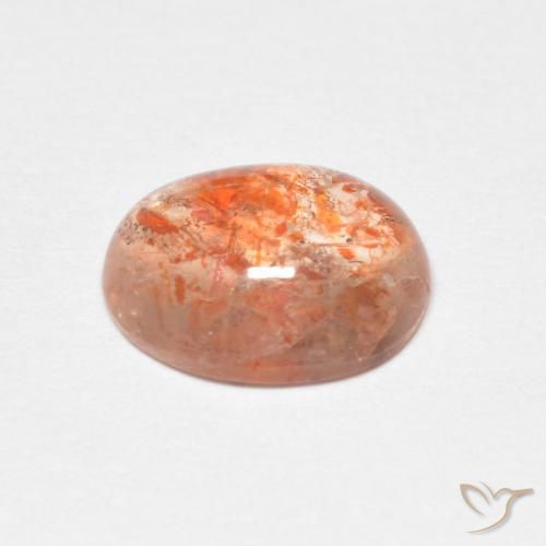 Sunstone Gemstone in 8 x 7.1 mm Size for Sale, Sunstone Stone in Reddish Orange Color