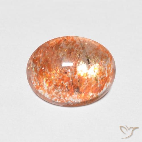 1.86 ct Orange Sunstone Stone, Natural Sunstone in Oval Cabochon Shape for Sale