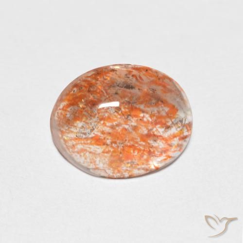 Piedra del Sol Cabujón Óvalo de 1,42 ct de India, Dimensión 8,2 x 6,7mm, Claridad Translúcido, Piedra preciosa natural No tratado, 1 pieza de Piedra del Sol en color Naranja claro, Dureza Mohs de 6 - 6.5, Photo A