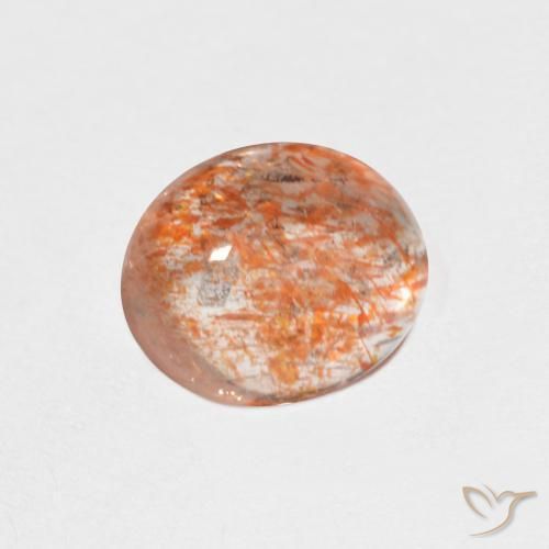 1.42 ct Orange Sunstone Stone, Natural Sunstone in Oval Cabochon Shape for Sale