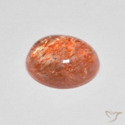 Sunstone Gemstone in 9.4 x 7.7 mm Size for Sale, Sunstone Stone in Reddish Orange Color