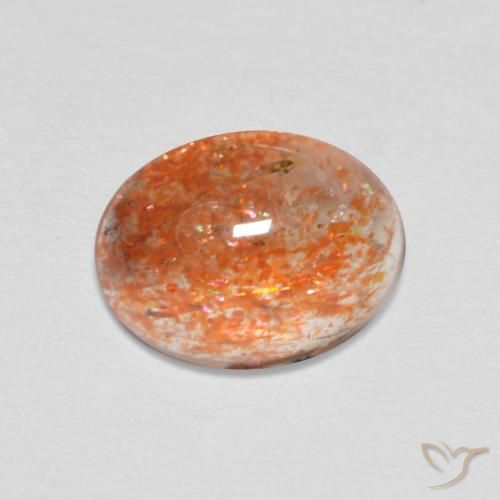 Pierre de Soleil Orange oval cabochon de l'Inde, 9 x 6,9mm, poids de 1,62 ct, pierre gemme naturelle Non traité de pureté Translucide, 1 pièce Pierre de Soleil , couleur Orange rougeâtre, dureté Mohs de 6 à 6.5, Photo A