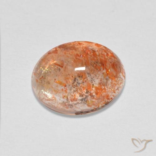 1.68 ct Orange Sunstone Stone, Natural Sunstone in Oval Cabochon Shape for Sale