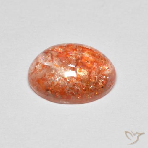 Sunstone Gemstone in 9.4 x 7.6 mm Size for Sale, Sunstone Stone in Reddish Orange Color
