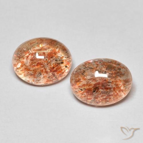3.93 ctw Orange Sunstone Stones, Natural Sunstone in Oval Cabochon Shape for Sale