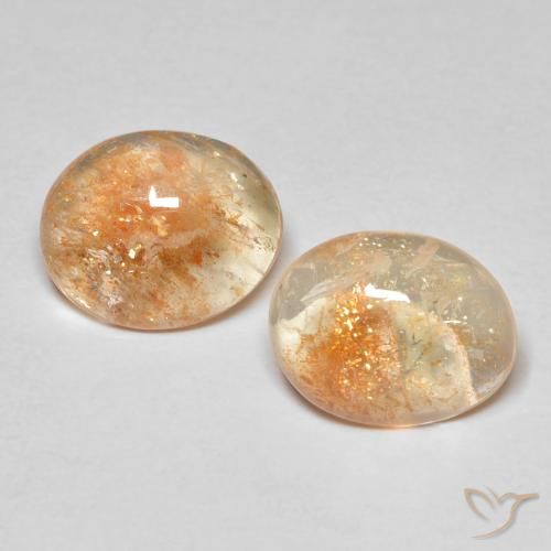 3.67 ctw Orange Sunstone Stones, Natural Sunstone in Oval Cabochon Shape for Sale