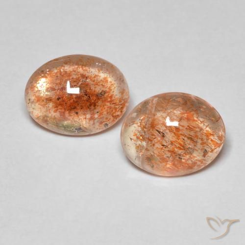 3.14 ctw Orange Sunstone Stones, Natural Sunstone in Oval Cabochon Shape for Sale