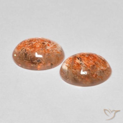 Sunstone Gemstones in 9 x 7 mm (calibrated) Size for Sale, Sunstone Stones in Warm Orange Color