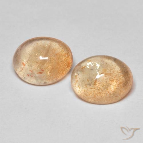 3.30 ctw Orange Sunstone Stones, Natural Sunstone in Oval Cabochon Shape for Sale