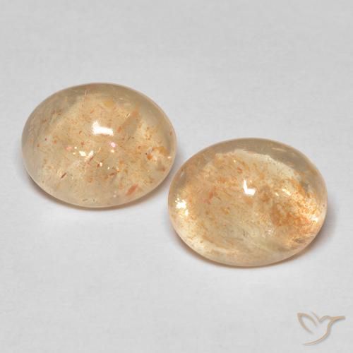 5.18 ctw Orange Sunstone Stones, Natural Sunstone in Oval Cabochon Shape for Sale