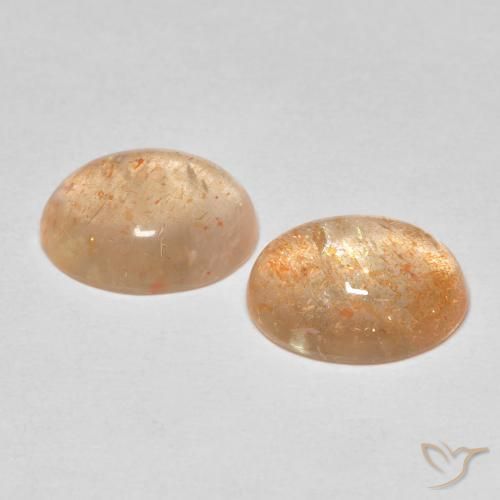 Sunstone Gemstones in 10.3 x 8.4 mm Size for Sale, Sunstone Stones in Light Peach Orange Color