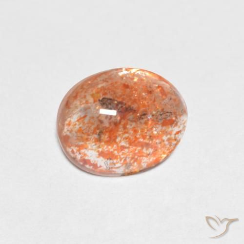 1.37 ct Orange Sunstone Stone, Natural Sunstone in Oval Cabochon Shape for Sale