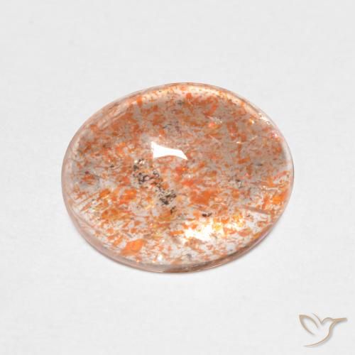 Pierre de Soleil Orange clair Ovale 2,09 ct de l'Inde, Dimension 9,3 x 7,5mm, Pierre gemme naturelle Non traité, pureté Translucide, 1 pièce Pierre de Soleil oval cabochon, dureté de Mohs de 6 à 6.5, Photo A