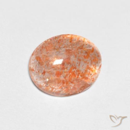 1.51 ct Orange Sunstone Stone, Natural Sunstone in Oval Cabochon Shape for Sale