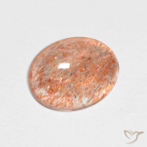 1.68 ct Orange Sunstone Stone, Natural Sunstone in Oval Cabochon Shape for Sale