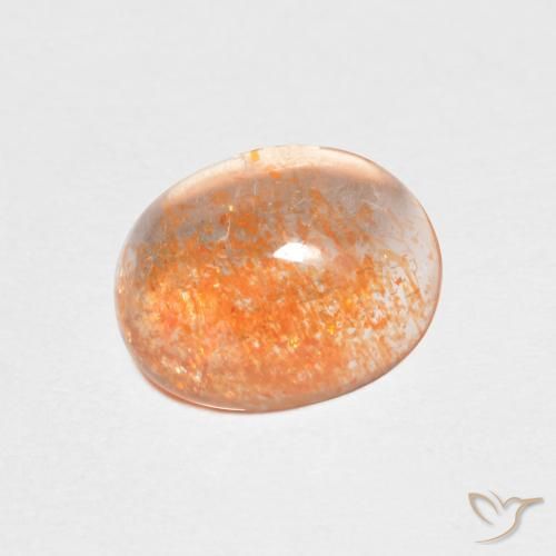 1.46 ct Orange Sunstone Stone, Natural Sunstone in Oval Cabochon Shape for Sale