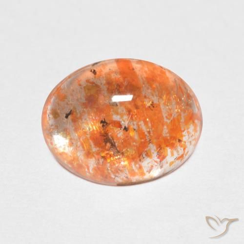 1,85 ct orangefarbener Sonnenstein, 9,4 x 7,5 mm Ovalschliff aus Indien, Photo A