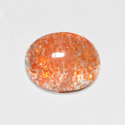 8,7 x 7mm Eliolite o pietra del sole arancione taglio ovale dall'India, peso di 1,46 ct, pietra preziosa naturale non trattati in purezza Transparent, 1 pezzo Eliolite o pietra del sole Ovale cabochon - Colore: Arancio Medio, durezza Mohs di 6 - 6,5 , Photo A