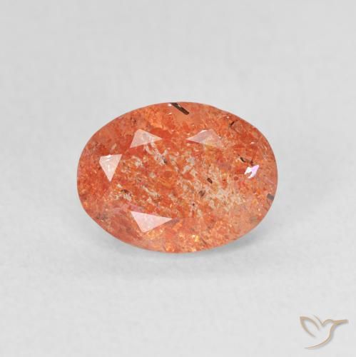 1.24ct Natural Medium Orange Sunstone, Oval, Translucent