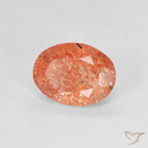 1.24 ct Orange Sunstone Stone, Natural Sunstone in Oval Facet Shape for Sale