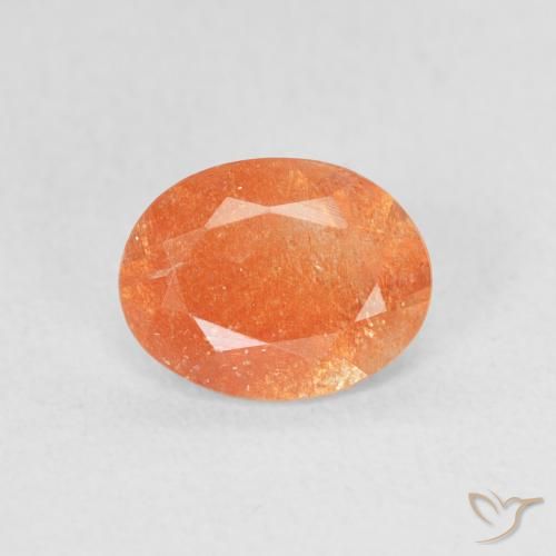 1.00ct Natural Medium Orange Sunstone, Oval, Translucent