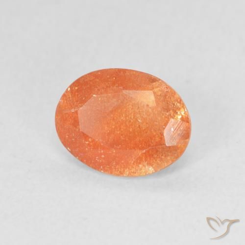 1.00 ct Orange Sunstone Stone, Natural Sunstone in Oval Facet Shape for Sale