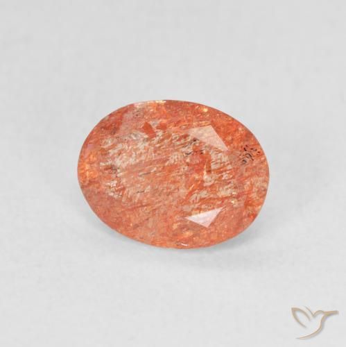 0.92 ct Orange Sunstone Stone, Natural Sunstone in Oval Facet Shape for Sale