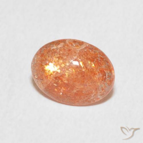0.88 ct Orange Sunstone Stone, Natural Sunstone in Oval Cabochon Shape for Sale