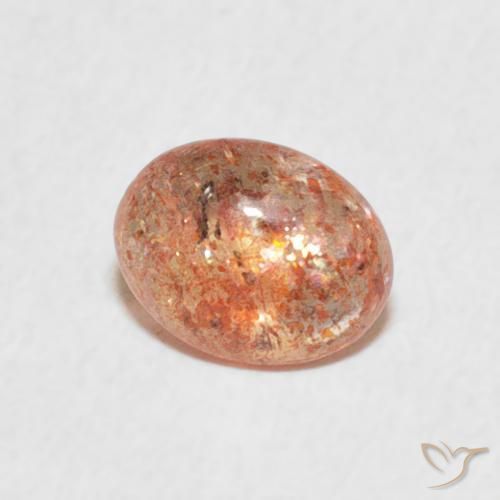 0.77 ct Orange Sunstone Stone, Natural Sunstone in Oval Cabochon Shape for Sale