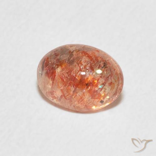 1.04 ct Orange Sunstone Stone, Natural Sunstone in Oval Cabochon Shape for Sale