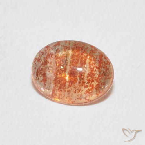 0.74 ct Orange Sunstone Stone, Natural Sunstone in Oval Cabochon Shape for Sale