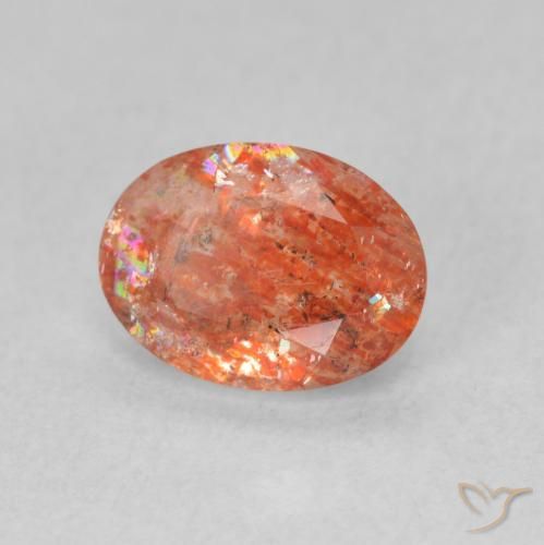 1.20 ct Orange Sunstone Stone, Natural Sunstone in Oval Facet Shape for Sale