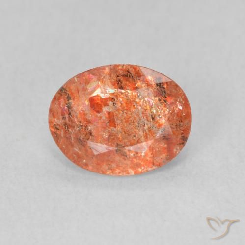 1.03ct Natural Reddish Orange Sunstone, Oval, Translucent
