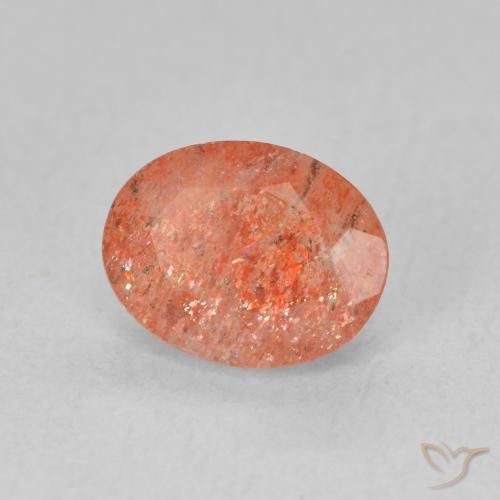 1.18 ct Orange Sunstone Stone, Natural Sunstone in Oval Facet Shape for Sale