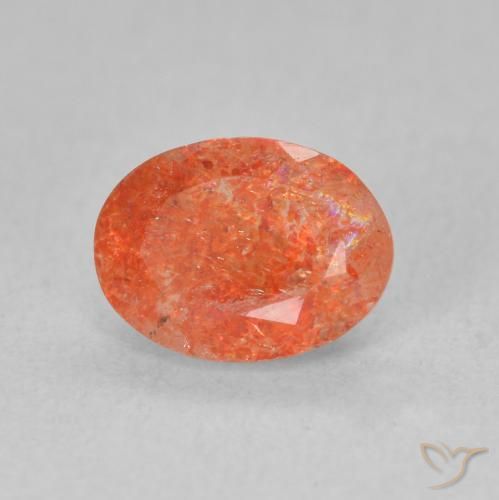 1.29 ct Orange Sunstone Stone, Natural Sunstone in Oval Facet Shape for Sale