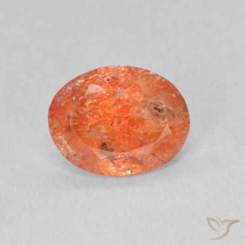 0.94ct Natural Bright Orange Sunstone, Oval, Translucent