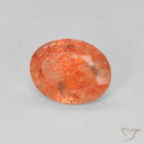 0.94 ct Orange Sunstone Stone, Natural Sunstone in Oval Facet Shape for Sale