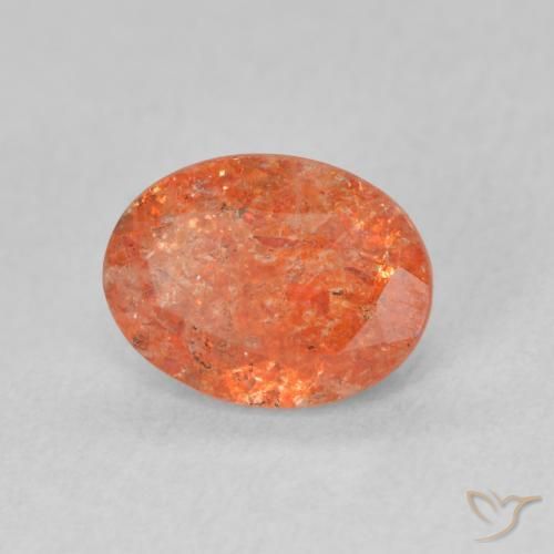 1.23 ct Orange Sunstone Stone, Natural Sunstone in Oval Facet Shape for Sale