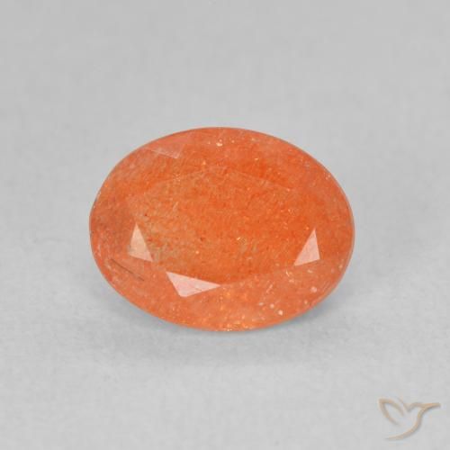 1.25ct Natural Medium Orange Sunstone, Oval, Translucent