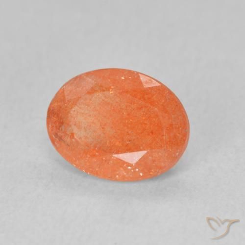 1.25 ct Orange Sunstone Stone, Natural Sunstone in Oval Facet Shape for Sale