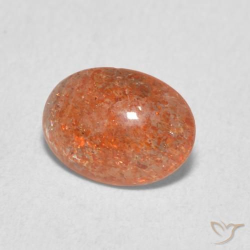 1.04 ct Orange Sunstone Stone, Natural Sunstone in Oval Cabochon Shape for Sale