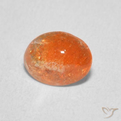 0.77 ct Orange Sunstone Stone, Natural Sunstone in Oval Cabochon Shape for Sale