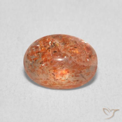 0.97ct Natural Reddish Orange Sunstone, Oval, Translucent