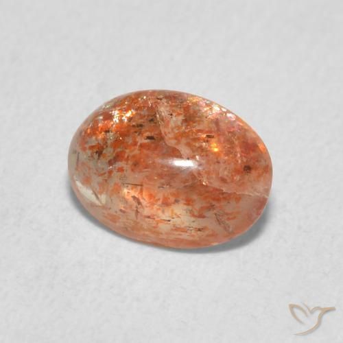 0.97 ct Orange Sunstone Stone, Natural Sunstone in Oval Cabochon Shape for Sale